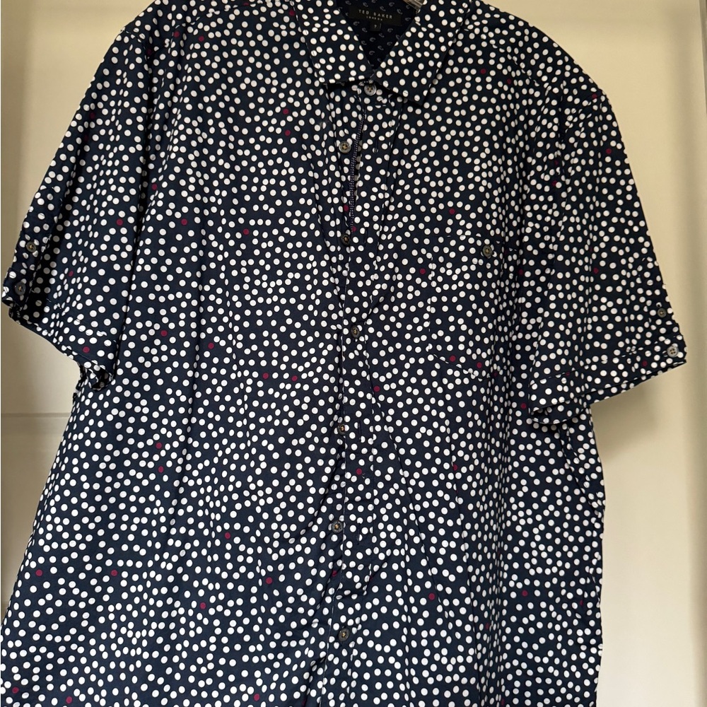 Ted Baker Navy Polka Dot Men's Shirt - Size 7 (Worn - Excellent Condition)
